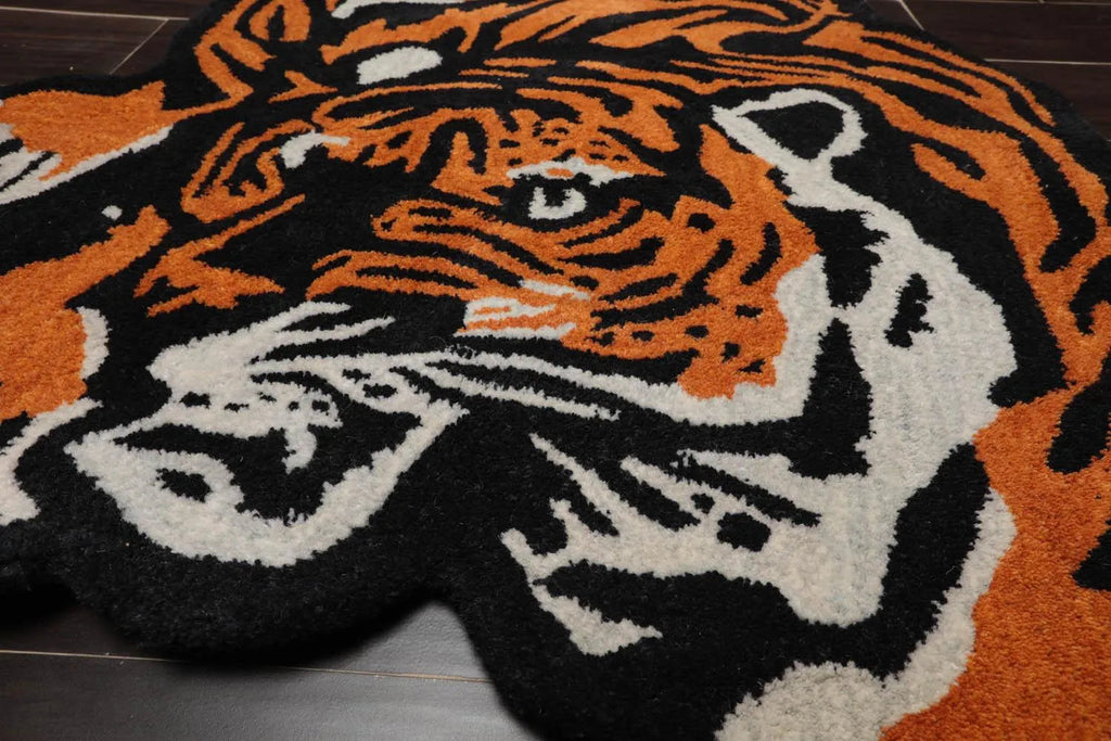 Crouching Tiger Handmade Wool Novelty/Animal Oriental Area Rug Orange 3' x 5'