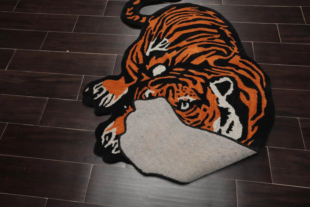 Crouching Tiger Handmade Wool Novelty/Animal Oriental Area Rug Orange 3' x 5'