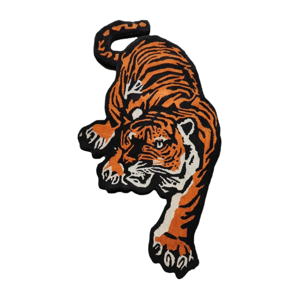 Crouching Tiger Handmade Wool Novelty/Animal Oriental Area Rug Orange 3' x 5'