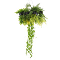 Black Framed Roof Hanging Disc With Draping Life-Like Plants 40cm